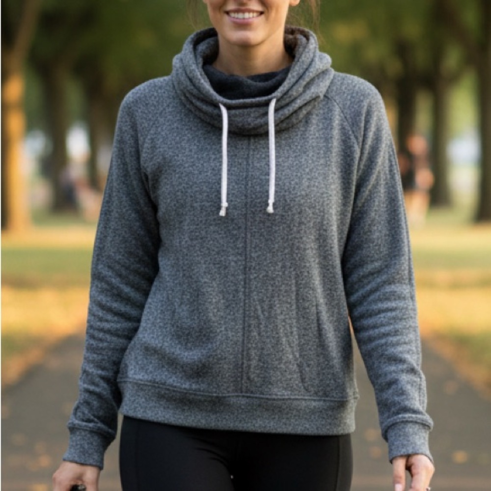 TNA Aritzia Sz S ‘Clifton’ Cowl Neck Knit Pullover Sweatshirt Gray Cotton Blend
